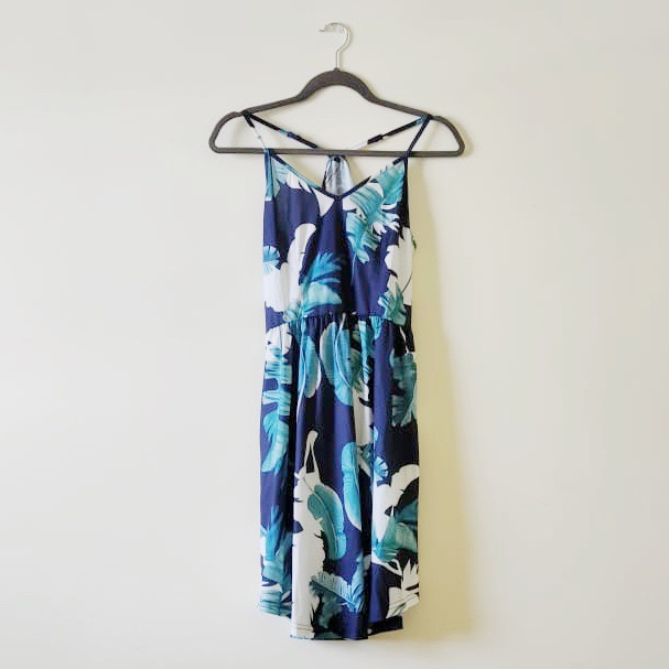 Ouges Tropical Print Halter Mini Dress